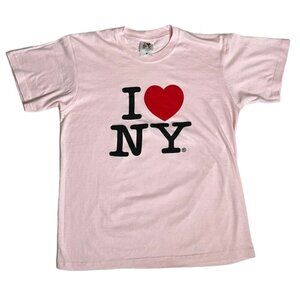 I LOVE NEW YORK Pink Short Sleeve Crewneck Graphic T-Shirt Size Medium NWOT